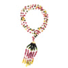 multi colored ombre green, pinks to yellows tourmaline tassel wire bead necklace 14k yellow gold