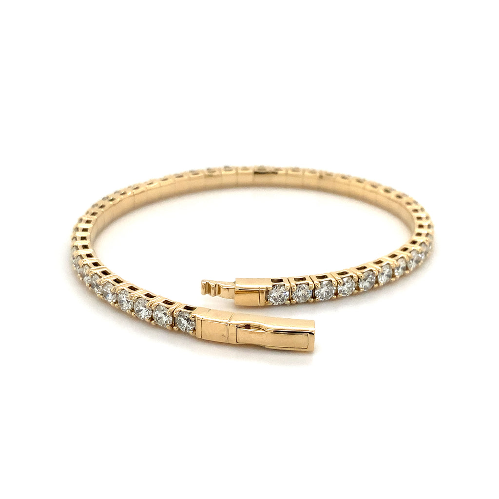 Flexi Single Row Diamond Tennis Bracelet 5.00 Carats t.w. Set in 14 Karat Yellow Gold - Image 3 of 5