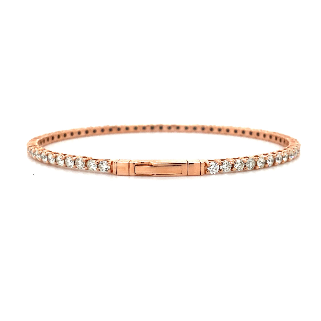 flexi single row diamond tennis bracelet 2.75 carats t.w. set in 14 karat rose gold.