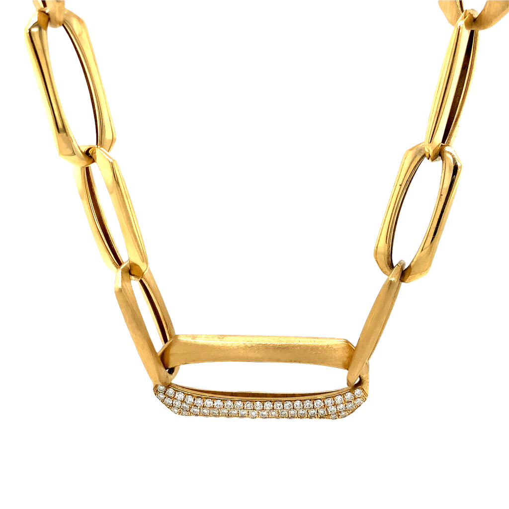 Afarin Collection Pavé Diamond 1.72 cts Paperclip Necklace  Set in 18K Yellow Gold - Image 2 of 5