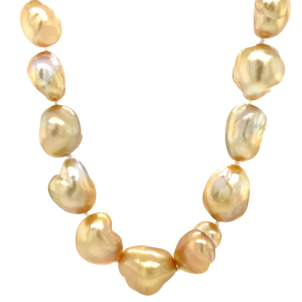 ASBA Collection Natural Golden Keshi Baroque South Sea Cultured Pearl Necklace with 14K Yellow Gold Clasp - Image 3 of 5
