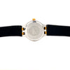 omega lady's symbol 18 kt and stainless steel watch with black leather band