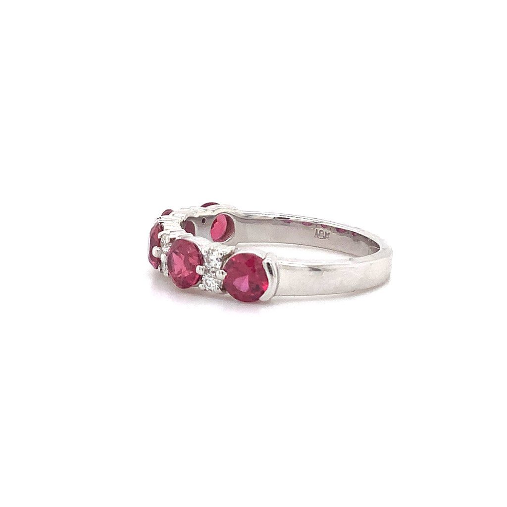 Roman+Jules Gem Quality Ruby and Diamond 5-Stone Band Set in 18Kt White Gold - Image 2 of 5