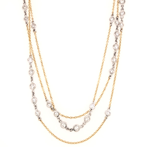 A. Link Adjustable 36” Diamond Necklace Chain, 18K Two Tone Gold with 41 Round Diamonds | Blacy's Fine Jewelers