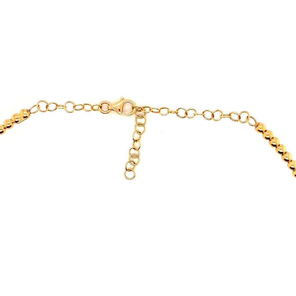 a link diamond drop bezel set beaded etruscan style choker necklace set in 18k two tone gold