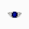 gem quality ceylon  blue sapphire 3.21ct diamond 1.10 ct three-stone ring set in 18kt white gold