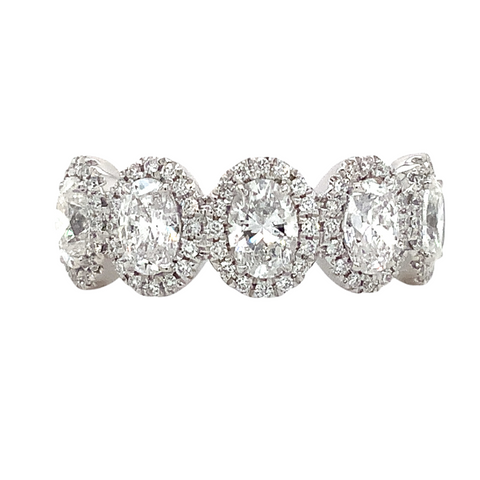 Roman + Jules 5 Stone Oval Shape Diamond Halo Band set in Platinum 1.77 cts t.w. - Image 1 of 4
