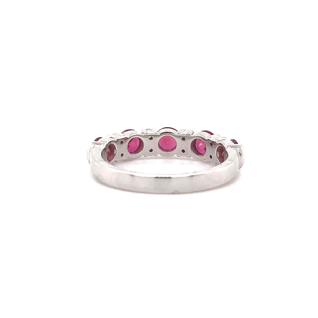 Roman+Jules Gem Quality Ruby and Diamond 5-Stone Band Set in 18Kt White Gold - Image 3 of 5