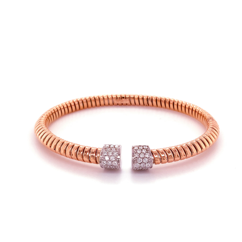 Afarin Collection Tubogas Diamond Cuff Bangle Bracelet in 18K Pink and White Gold - Image 2 of 6