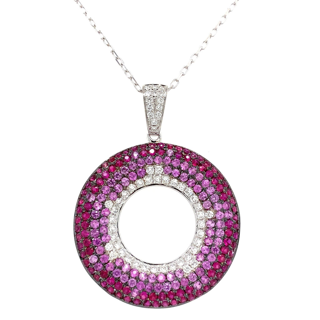 Afarin Collection Ambre Pavé Color Stone & Diamond Pendant Set In 18K White Gold - Image 1 of 4