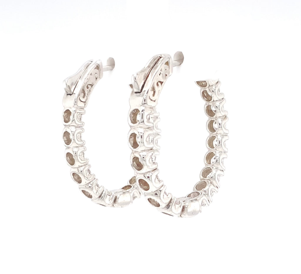 sterling silver cz 3.0 mm oval hoop earrings