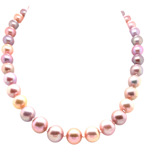 multi-color fresh water pearl strand natural bronze tones cultured 10-12 mm