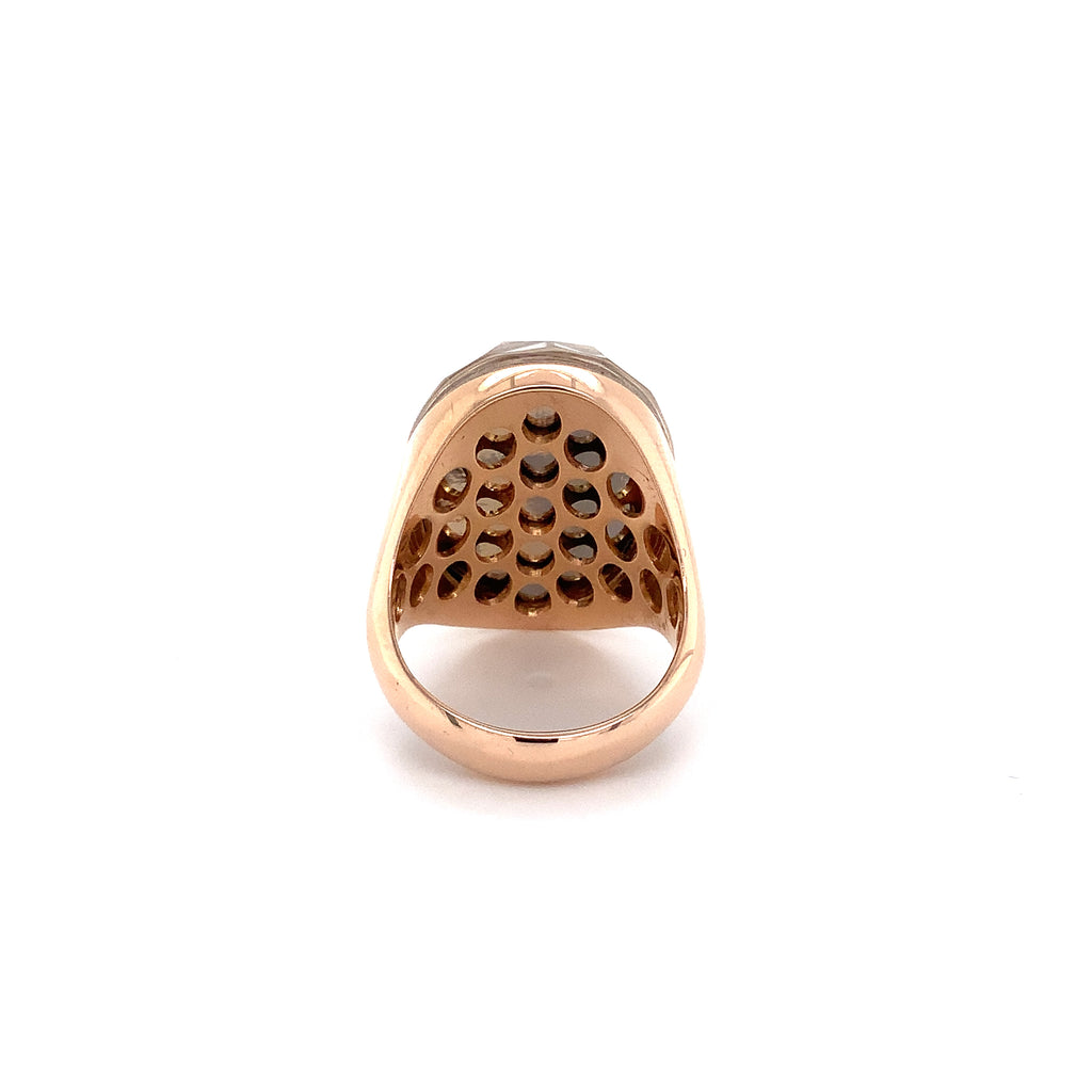 multifaceted oval shape quartz ring in 18kt rose gold