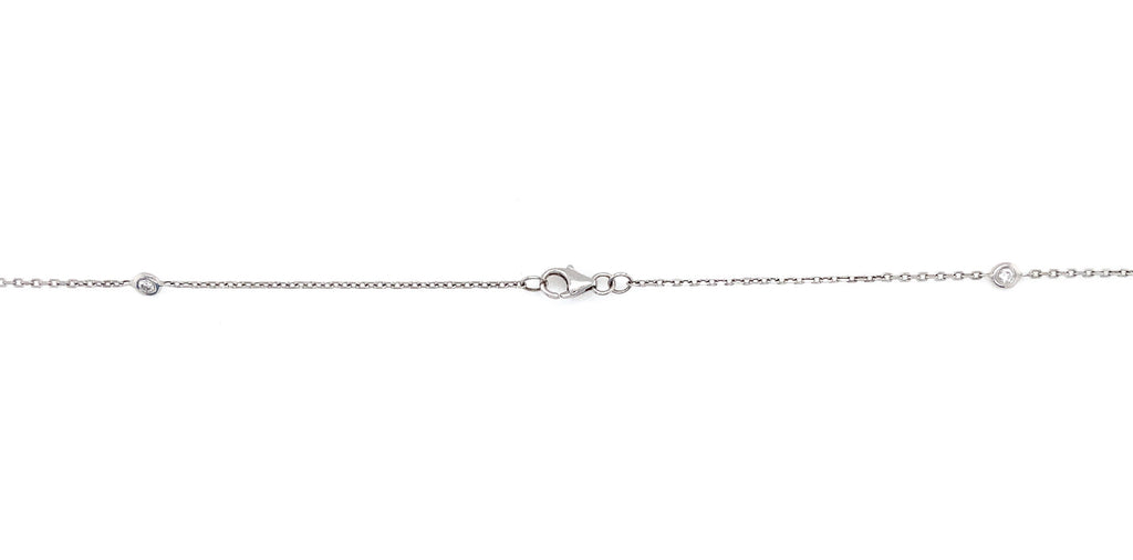 white gold bezel diamond chain necklace 36" long in 14 kt white gold
