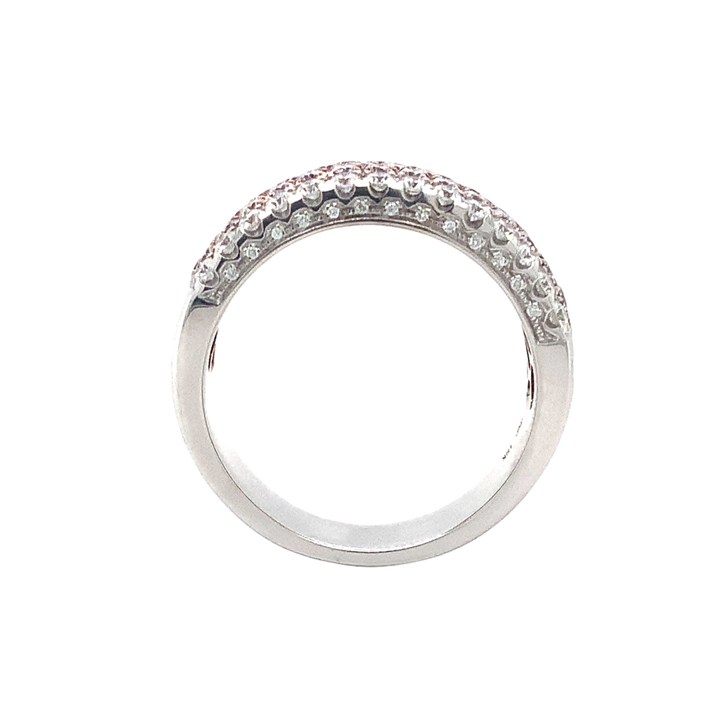 Roman + Jules Pavé Natural Pink and White Diamond Five Row Wide Band set in 18K White Gold - Image 5 of 12