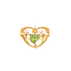 vintage art nouveau heart shaped peridot, diamond and seed pearl brooch -  lavalier pendant in 14 kt yellow and green gold