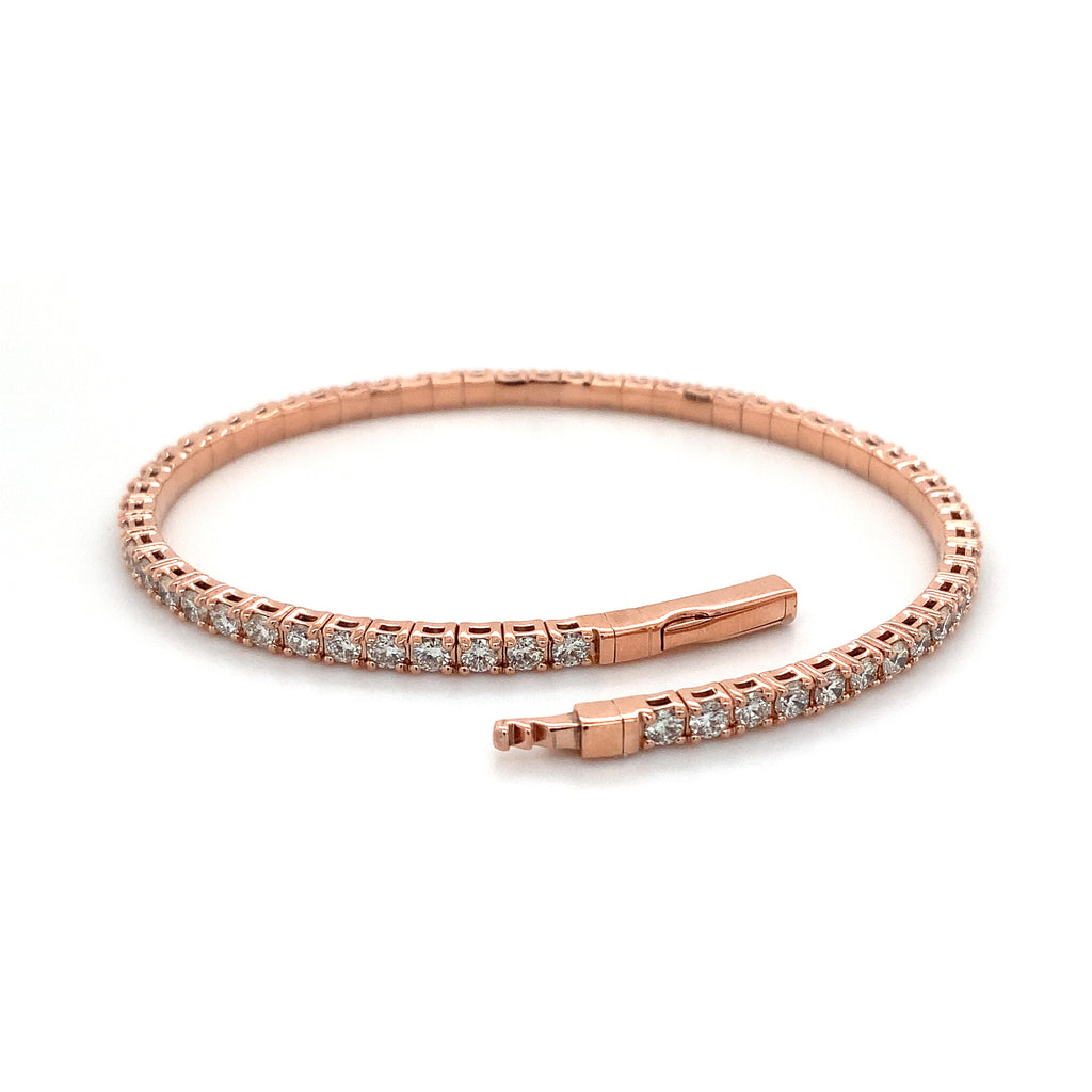 Flexi Single Row Diamond Tennis Bracelet 3.50 Carats t.w. Set in 14 Karat Rose Gold - Image 2 of 4