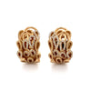 diamond pavé paisley design earrings omega clip back set in 14 kt yellow gold.