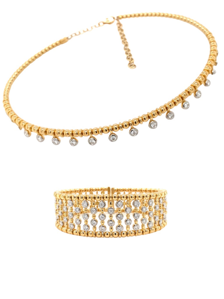 A Link Collection Bezel Set Beaded Etruscan Style Cuff Diamond Bracelet 1.39 cts. tw. Set in 18K two Tone Gold - Image 6 of 6