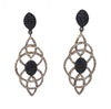 blue sapphire and diamond chandelier drop earrings 1.5ctw oxidized sterling silver