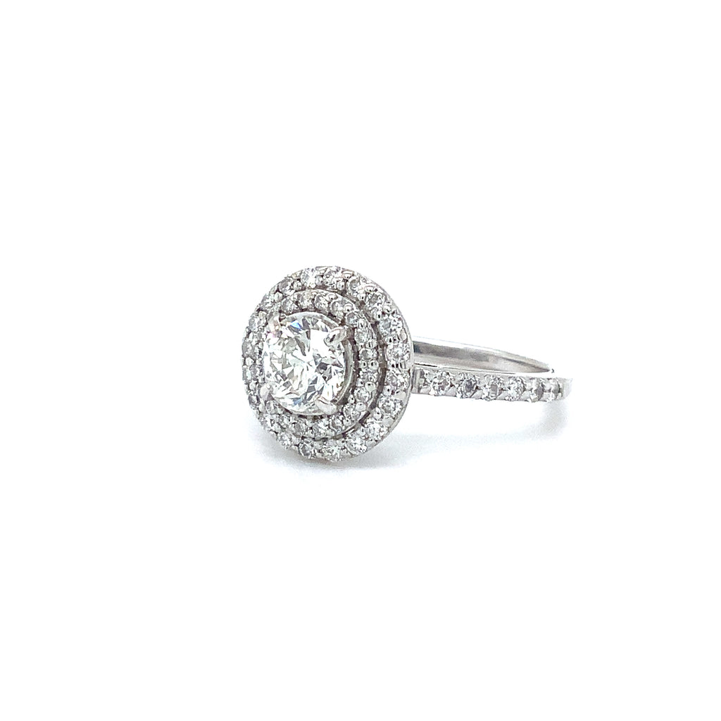 Double Diamond Halo Ring set in 14K White Gold 1 Carat Total Weight - Image 3 of 5