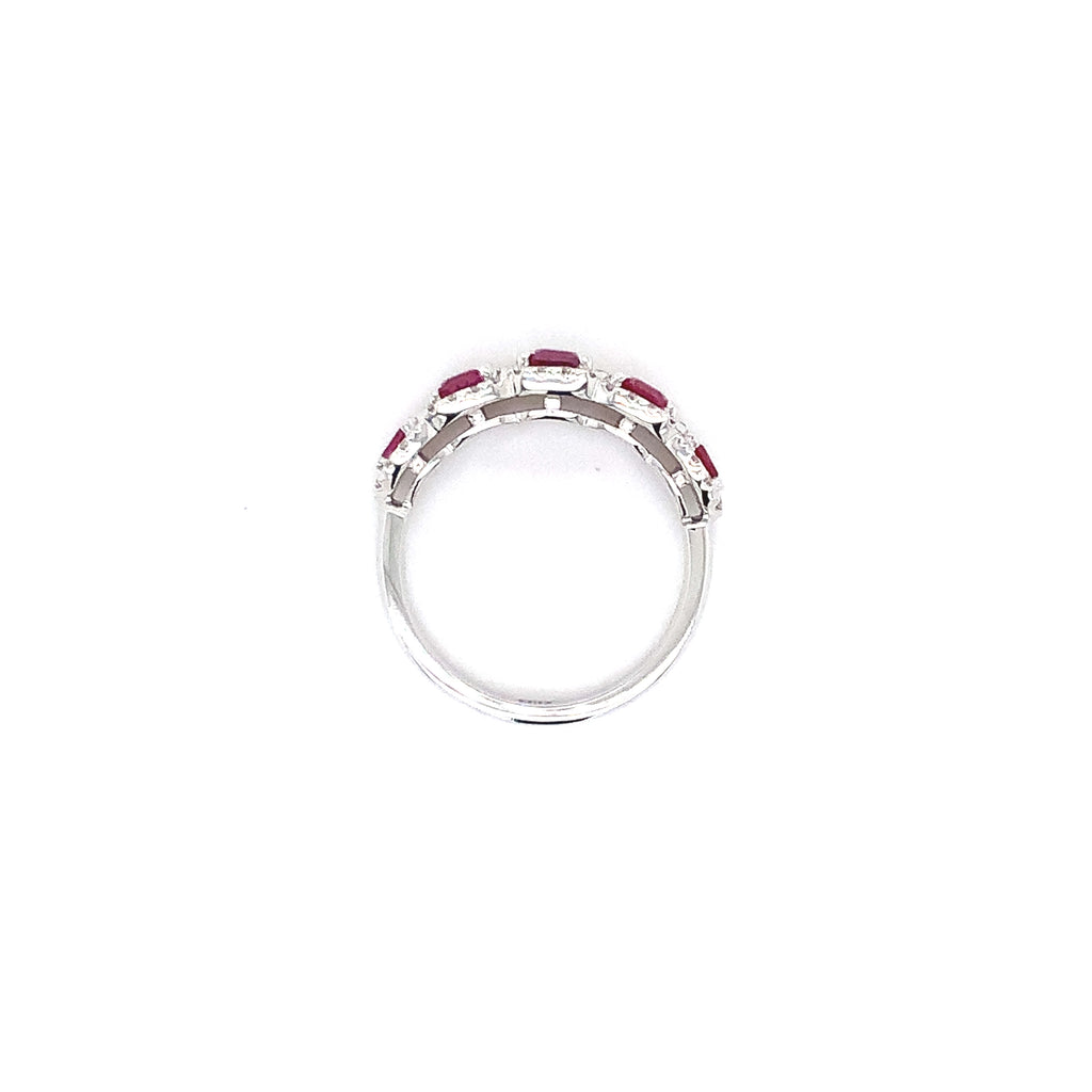 Christopher Designs Vivid Red Burmese Ruby Ring with Diamond Halo in 18Kt White Gold - Image 4 of 5