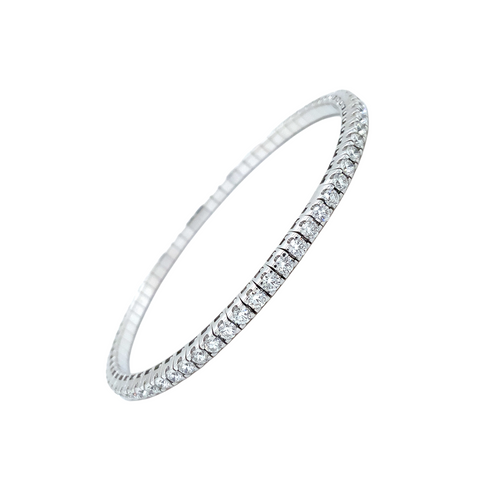 A Link Collection Classic Stretchy Diamond Bracelet 3.35ct Set in 18K White Gold - Image 1 of 6