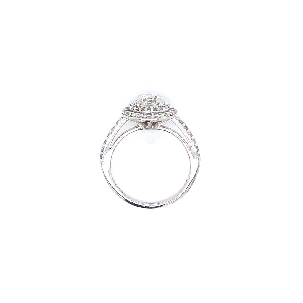 Double Diamond Halo Ring set in 14K White Gold 1 Carat Total Weight - Image 5 of 5