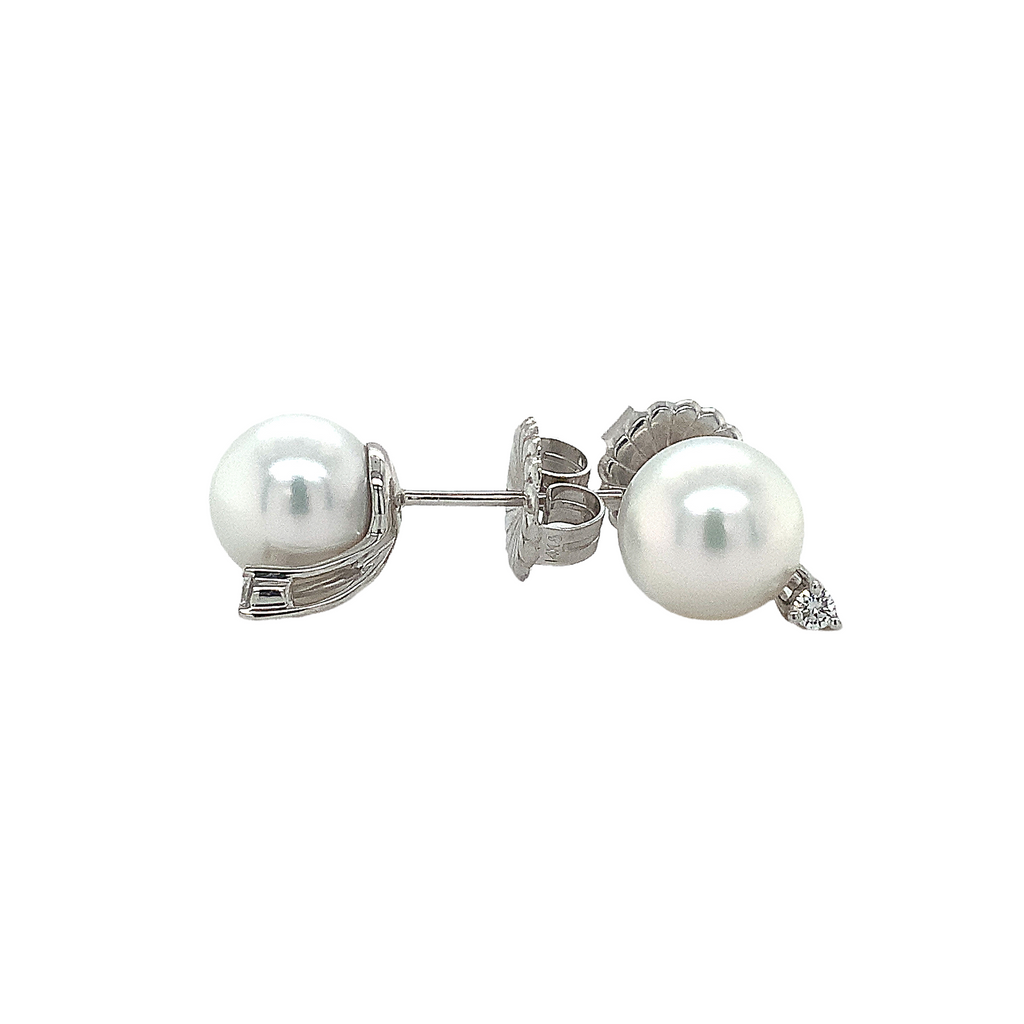 ASBA Collection South Sea Pearl and Diamond Stud Earring set in 14K White Gold - Image 4 of 4