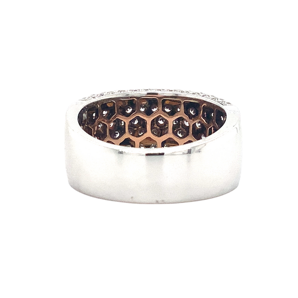 Roman + Jules Pavé Natural Pink and White Diamond Five Row Wide Band set in 18K White Gold - Image 4 of 12