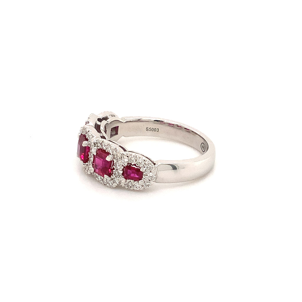Christopher Designs Vivid Red Burmese Ruby Ring with Diamond Halo in 18Kt White Gold - Image 5 of 5