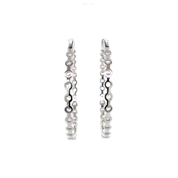 sterling silver 3.85mm cz in and out hoop earrings with secure lock