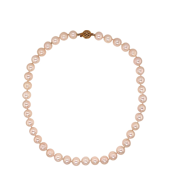 natural south sea pearl necklace 9-9.5mm 18k yellow gold