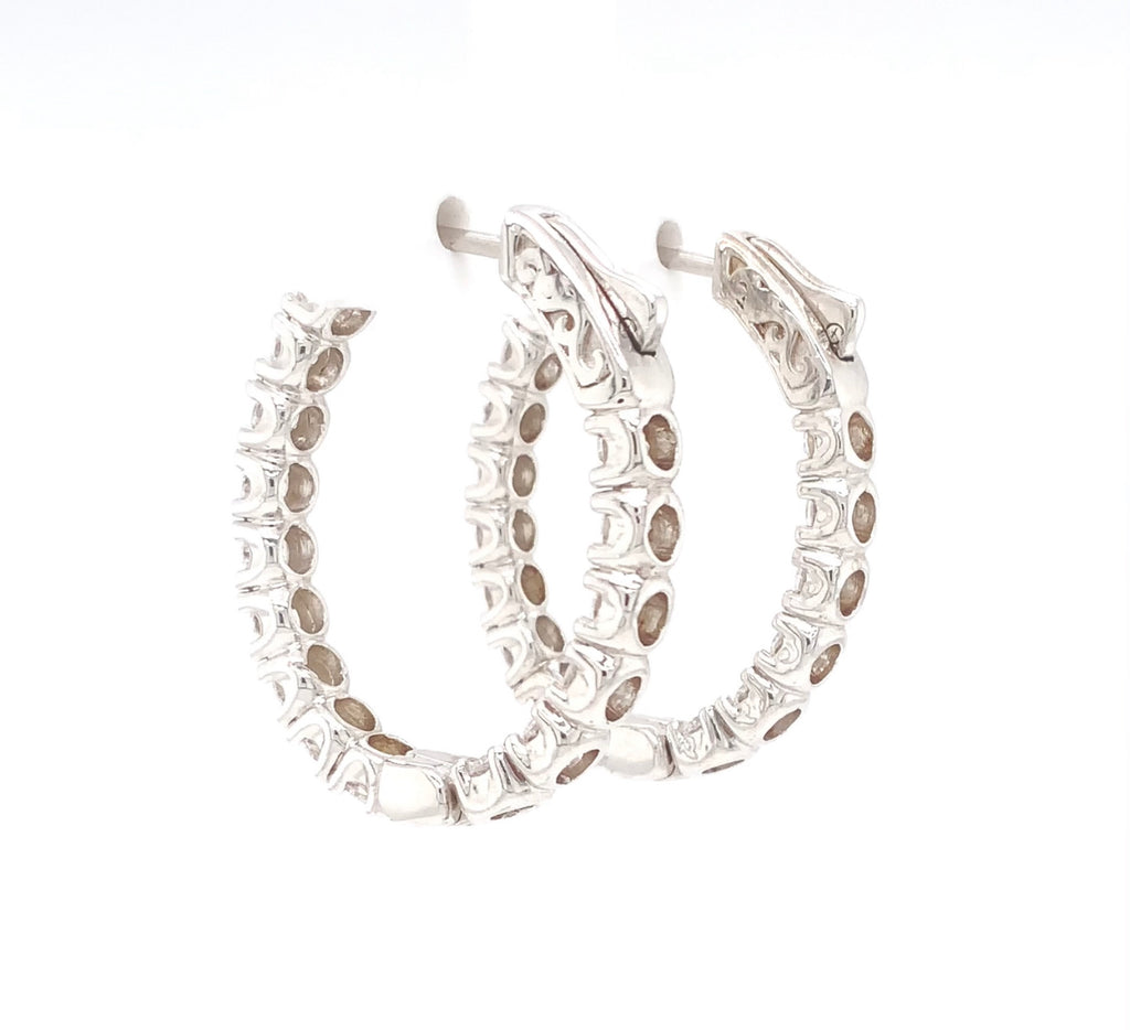 sterling silver cz 3.0 mm oval hoop earrings