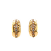 modern pave set diamond hoop earrings in 14kt yellow gold with omega clips.