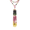 multi colored ombre green, pinks to yellows tourmaline tassel wire bead necklace 14k yellow gold