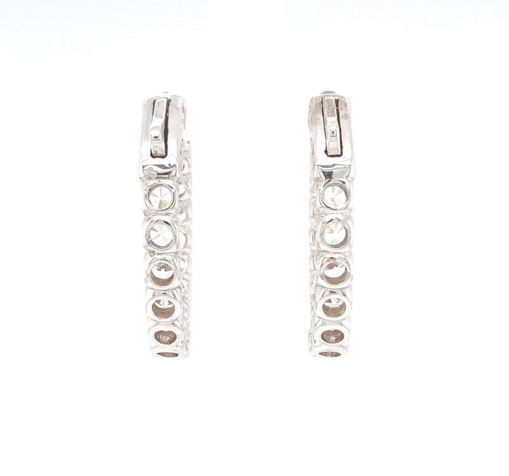 sterling silver cz 3.0 mm oval hoop earrings
