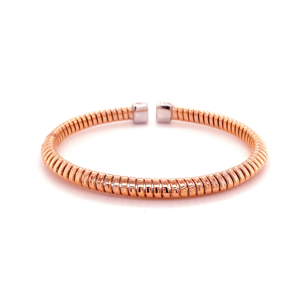 Afarin Collection Tubogas Diamond Cuff Bangle Bracelet in 18K Pink and White Gold - Image 5 of 6