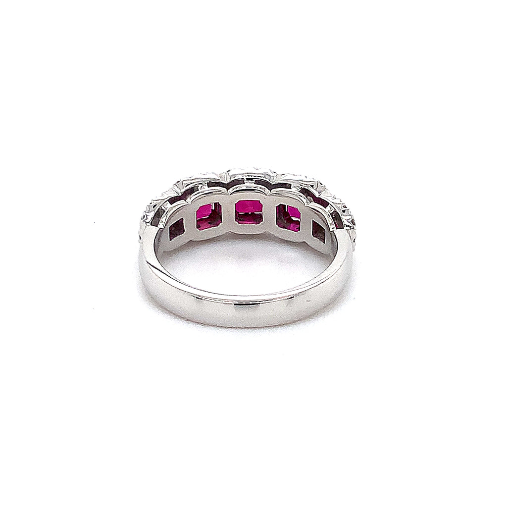 Christopher Designs Vivid Red Burmese Ruby Ring with Diamond Halo in 18Kt White Gold - Image 2 of 5