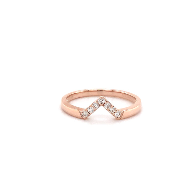stackable "v" shaped diamond band set in 14 kt rose gold  0.10 cts t.w.