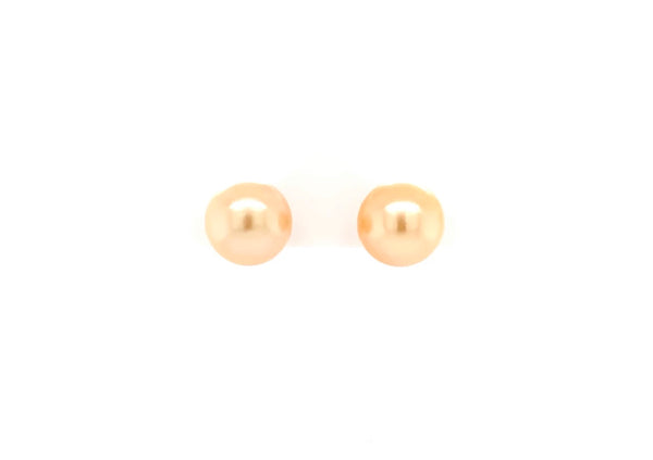 south sea natural golden pearl earrings 10 mm in 14 kt yellow gold