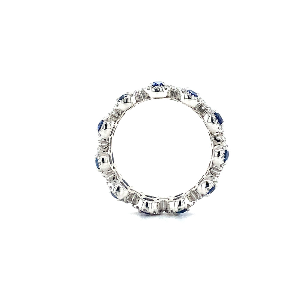 Roman + Jules Gem Quality Oval Sapphire and Diamond Eternity Ring set in Platinum - Image 3 of 3