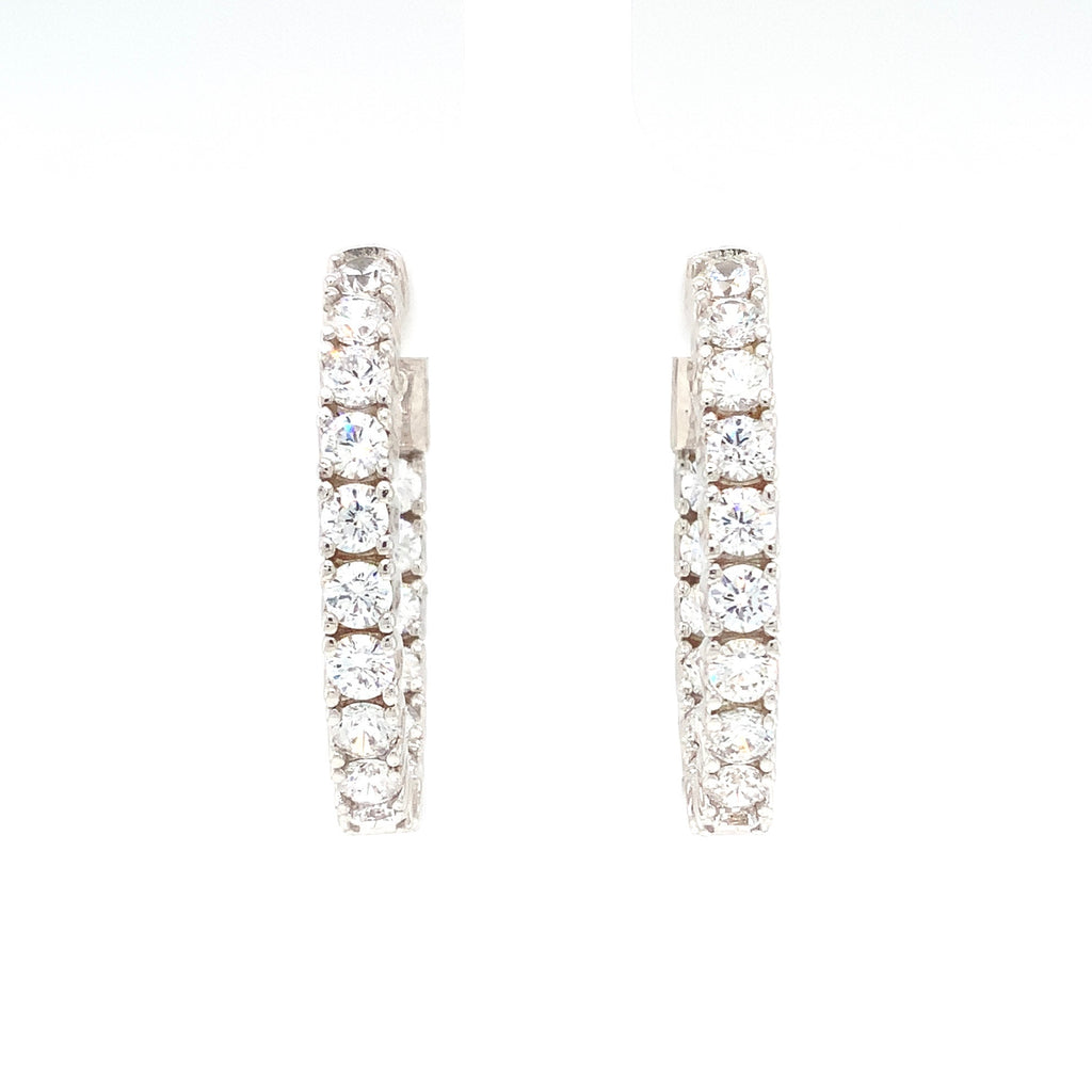 sterling silver cz 3.0 mm oval hoop earrings