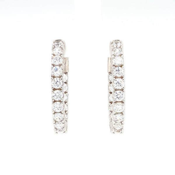 sterling silver cz 3.0 mm oval hoop earrings