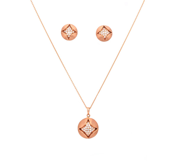 four points circular diamond stud earrings 0.36 ctw 14k rose gold