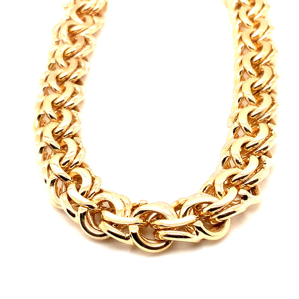 vintage 14 kt yellow gold charm bracelet 9mm wide 7 inches in length