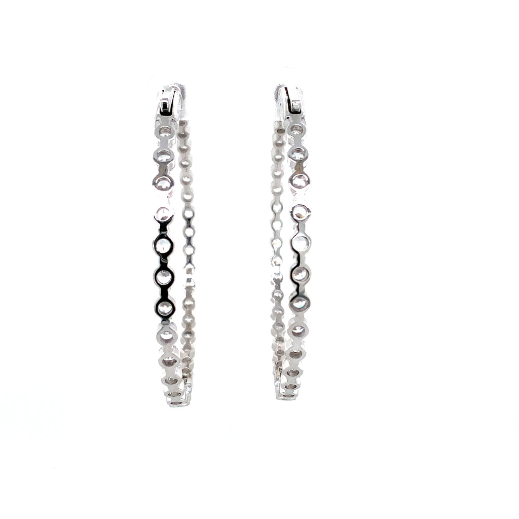 sterling silver 2.7mm cz in and out hoop earrings with secure lock