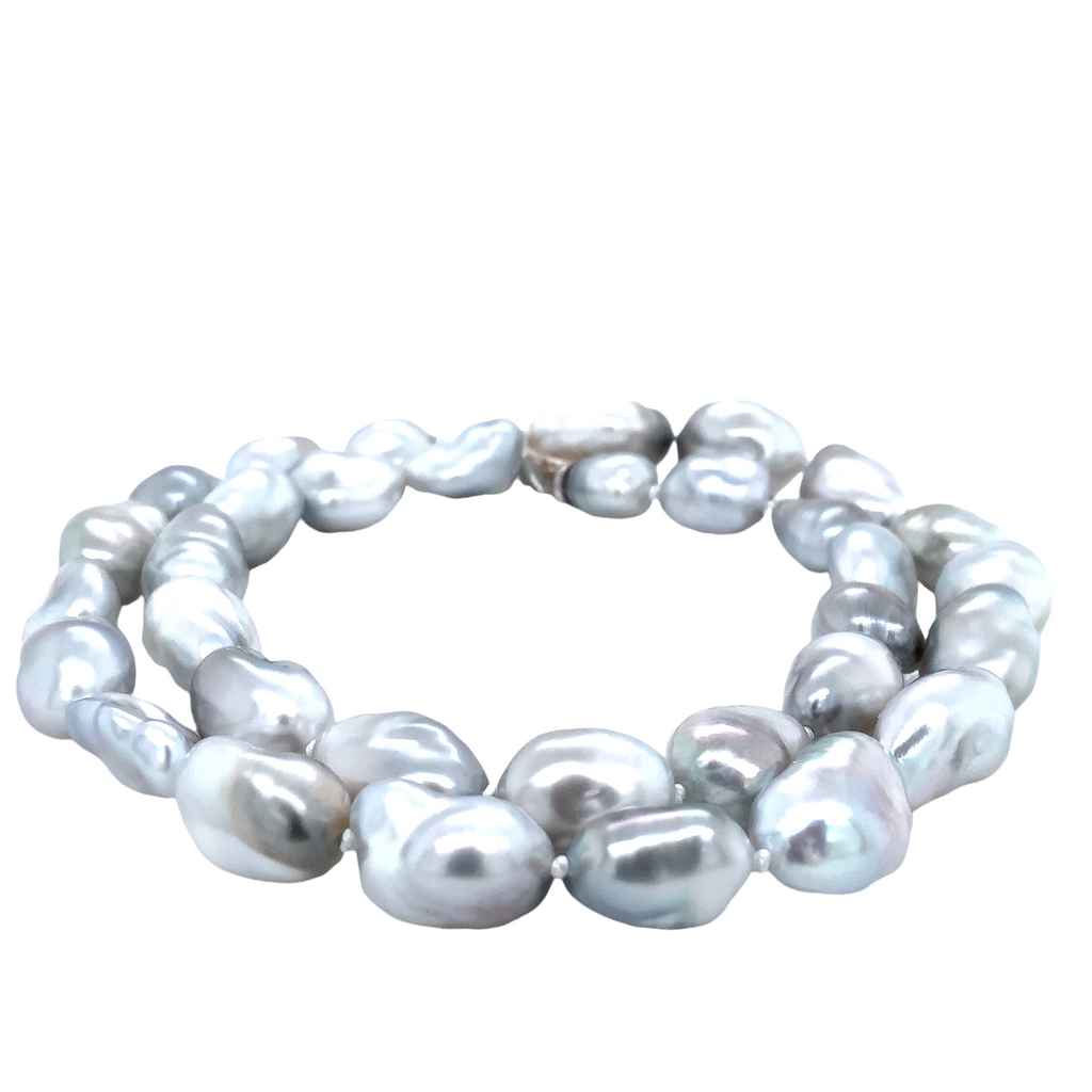 ASBA Collection Natural Keshi Baroque South Sea Cultured Pearl Necklace with 14K White Gold Clasp - Image 2 of 3