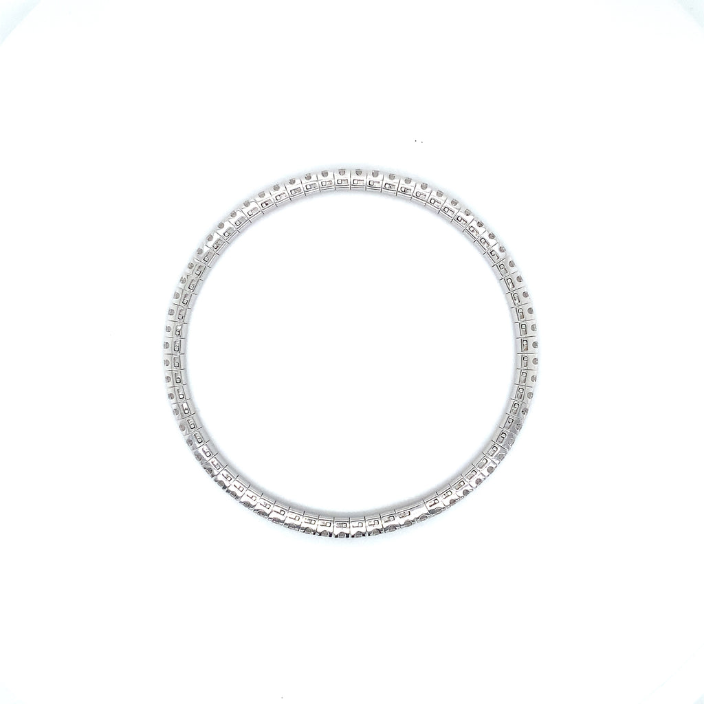 A Link Collection Classic Stretchy Diamond Bracelet 3.35ct Set in 18K White Gold - Image 4 of 6