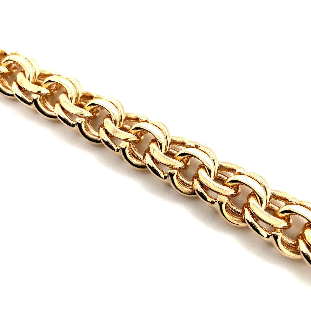 vintage 14 kt yellow gold charm bracelet 9mm wide 7 inches in length